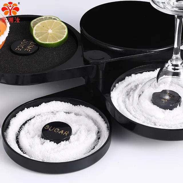 Rimmer Per Cocktail A 3 Livelli - Vassoio Per Sale, Zucchero E Lime, Nero, Per Bar E Casa - Foto 13