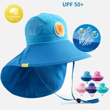 

Summer Children Sun Hat Kids Outdoor Neck Ear Cover Anti UV Protection Beach Caps Kids Boy Girl Travel Flap Cap For 4-6 Years