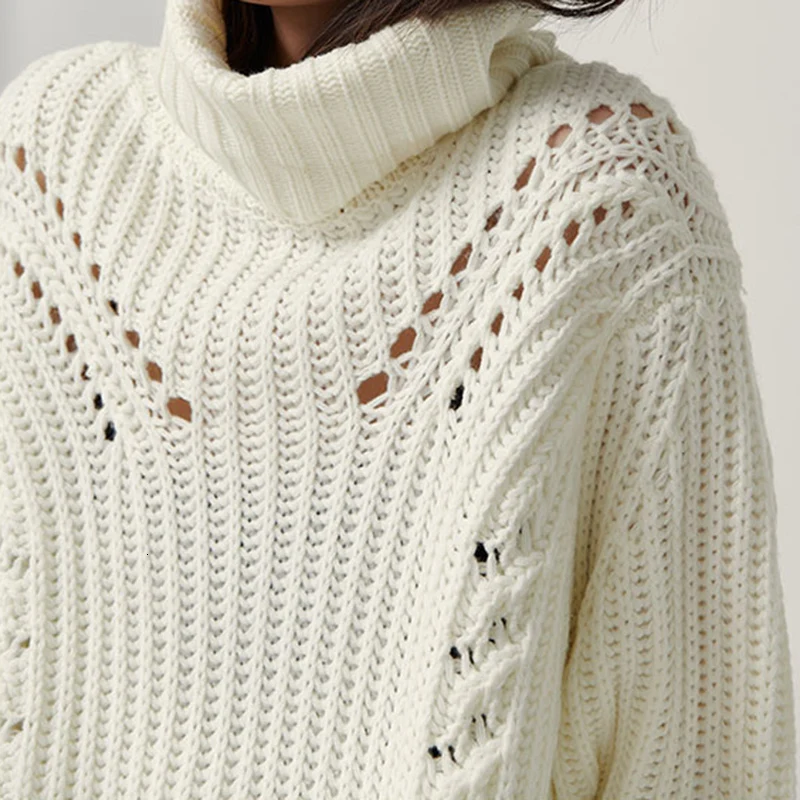 TWOTWINSTYLE белый корейский женский свитер с высоким воротником фонарь рукав теплый толстый негабаритный женский свитер зима мода
