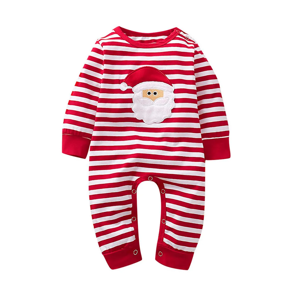 SAGACE Cute Christmas Santa Baby Pyjamas Newborn Romper Jumpsuit Baby Clothes Newborn Clothes Pullover Long Romper For New Year - Цвет: Красный