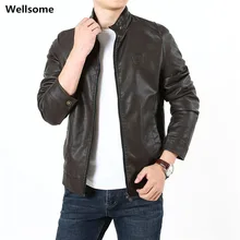Мужские кожаные куртки и пальто известного бренда, мужские пальто новое поступление мужская мотоциклетная кожаная куртка ветровки Мужская куртка 1195