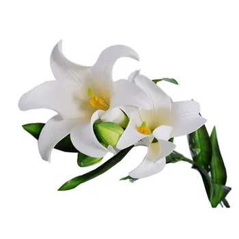 

Artificial Flower Plastic Fabric Lily Deco for House Office white