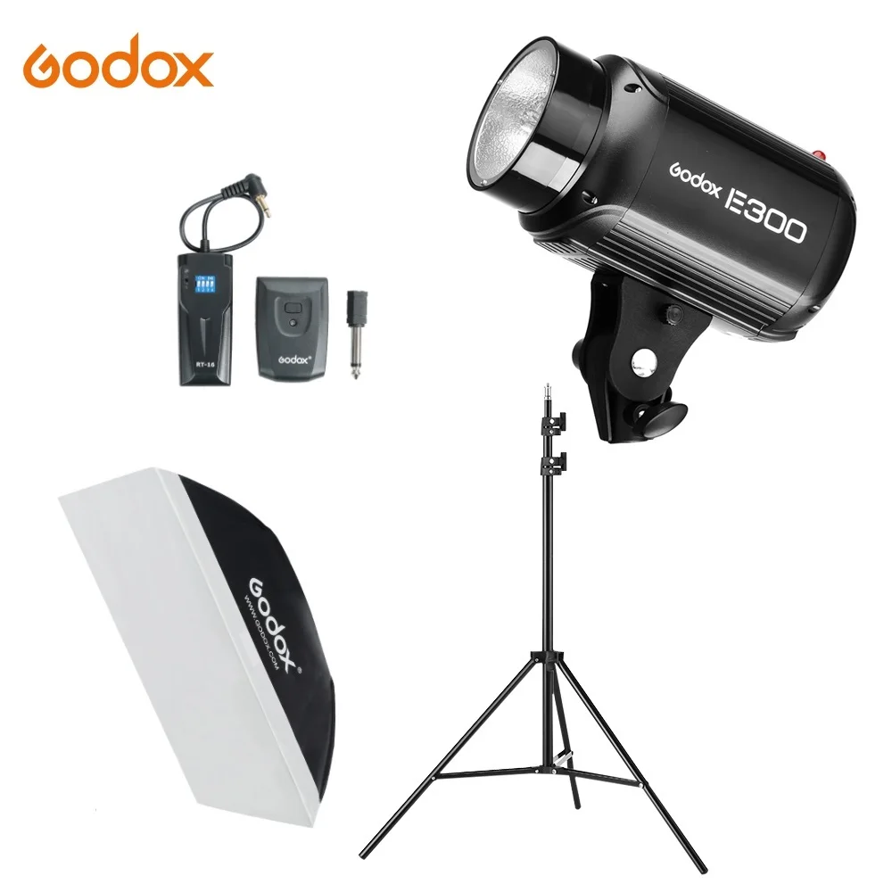 

Godox E300 300Ws Photography Studio Flash Strobe Light + 50 x 70cm softbox + 180cm Light Stand + RT-16 Trigger Flash Kit