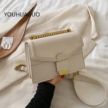 

New Stone Pattern Gold Chain Small Crossbody Bags For Women Casual Messengr Shoulder Travel Bag Lady Cell Phone Bag Purses 2020
