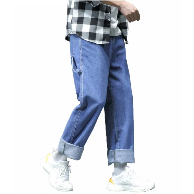 Fall Winter Man Cargo Jeans Loose Straight Men Denim Pant Comfortable Big Pockets Male Casual Hip-hop Quality Personal Trousers