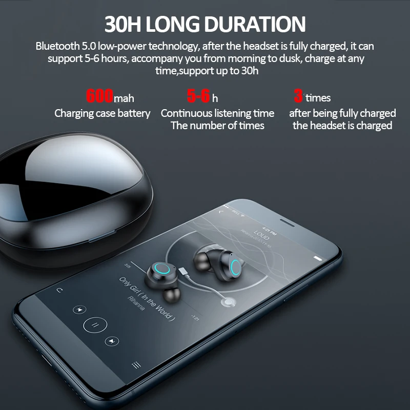 TWS, беспроводные наушники, Bluetooth 5,0, наушники, 8D, стерео, настоящие, беспроводные наушники, шумоподавление, гарнитура, 600 мАч, внешний аккумулятор