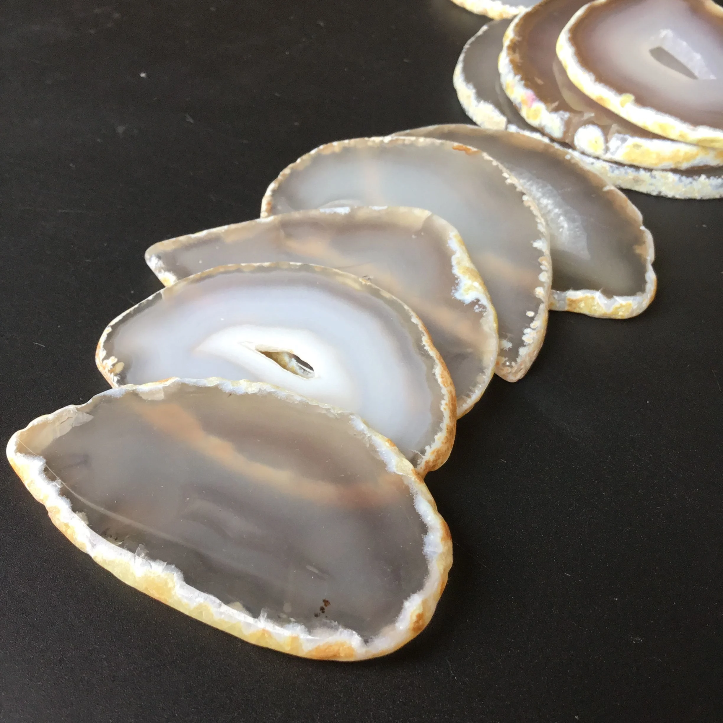 6pcs Natural white agate slice Grey agate stone slices 2