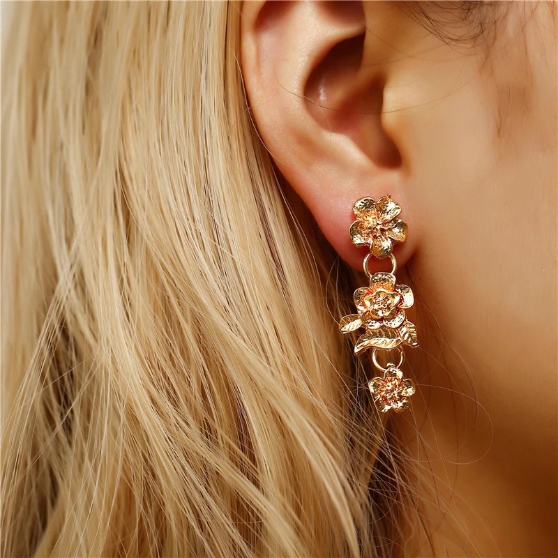 

Korean Style Elegant Flower Dropping Earrings For Women 2019 Fashion Sweet Earrings Female Wholesale Jewelry