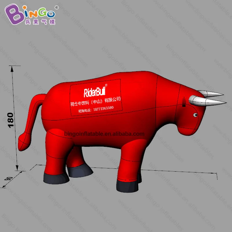Стиль 3,2x1,8 mH надувной красный костюм быка надувая заказной цвет buffalo носить украшения парад события модель игрушки