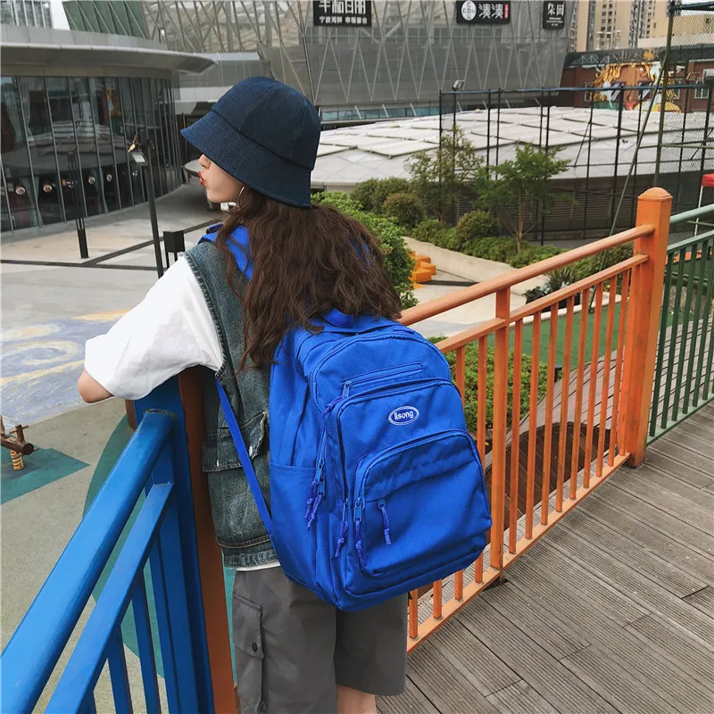 

Multilayer Large Capacity Travel Backpack Korean-style Middle And High School Students Solid Color Versatile School Bag Casual B