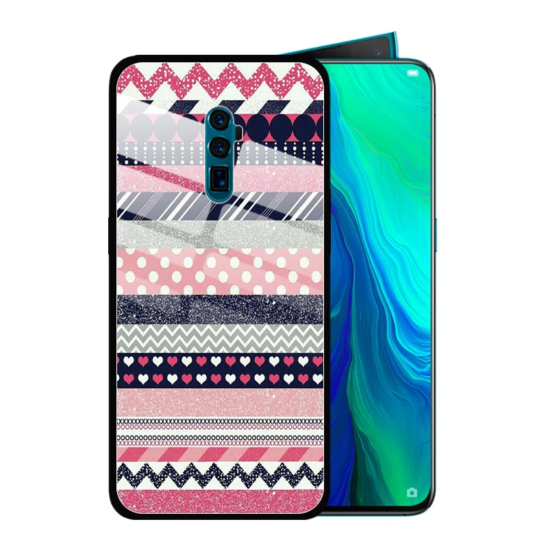 

for OPPO Reno 10x zoom R17 R15 R11 Plus 9S R15X K3 K1 Tempered Glass Case Vintage Striped Luxury Fashion Cover
