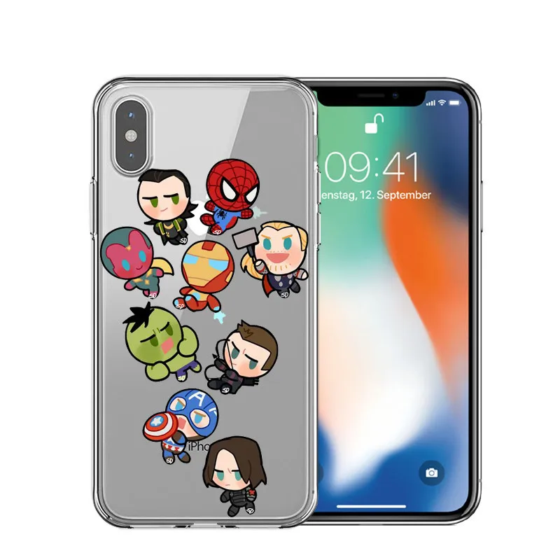 Чехол Marvel Avengers для iPhone XS Max XR X 7 8 6 Plus 5 Super Homem De Ferro Do Homem Мстители Endgame Casos de telefone Coque - Цвет: TPU
