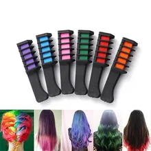 6 шт., временная краска для волос, порошок с расческой, для салона, для туши для волос, мелки, сделай сам, одноразовый цвет для волос, Нетоксичная краска, моющаяся расческа Hai