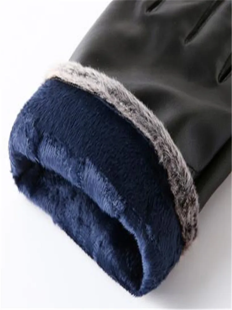 Winter wind warm warm family man PU leather gloves with velvet thickening bike riding gloves ST-613
