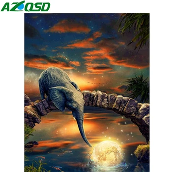 

AZQSD Paint By Numbers For Adults Animal Handpainted Gift DIY Unframe Coloring By Numbers On Canvas Elephant Decor For Home