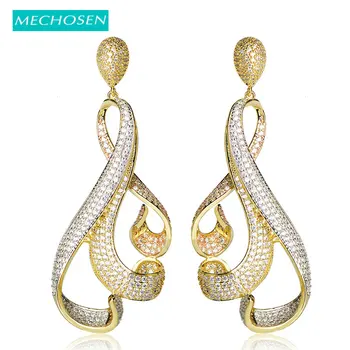 

MECHOSEN Sparkling Paved Micro Zirconia Long Drop Earrings Irregular Copper Boucle d'oreille Femme 2020 New Fashion Max Brincos