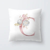 Pink Letter Decorative Floral Pillow Gold Alphabet Cushion for Sofa Polyester Pillowcase Decoration Salon 4