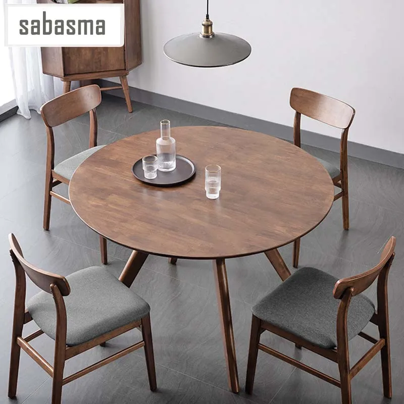 Dining Table Small Apartment Solid Wood Round Nordic Dining Table And Chair Combination Modern Simple Round Table 4 Person Table Dining Tables Aliexpress