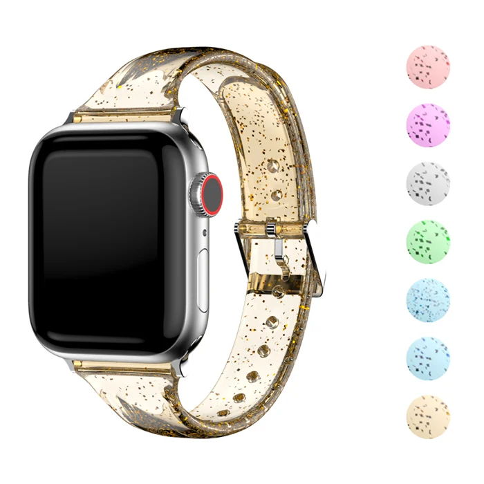 Ремешок из ТПУ для часов apple watch series 6 SE 5 4 3 милый блестящий браслет iWatch 44 мм 40 42 38