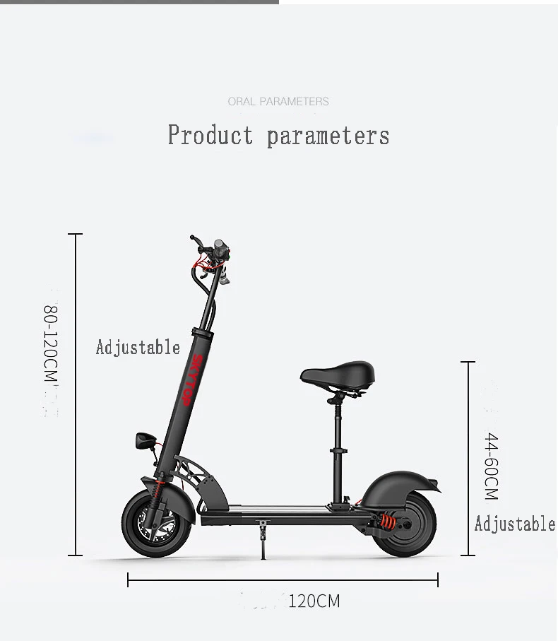 10 Inch Electric Scooter Seat Two Wheels Electric Scooters Full Waterproof 48V 500W Portable Foldable Electric Scooter Adult (2)