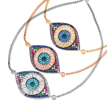 

GODKI 3pcs / bagLuxury Turkish Eye Adjustable Bracelet Bohemian Link Bracelets For Women Femme Fashion Jewelry