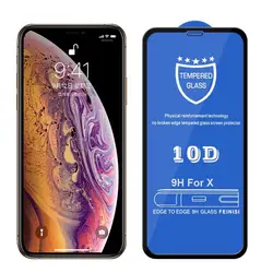 10D защитное закаленное стекло для iphone 6 7 6s 8 plus XS max XR стекло iphone 7 8 x Защитное стекло для экрана на iphone 7 6s 8