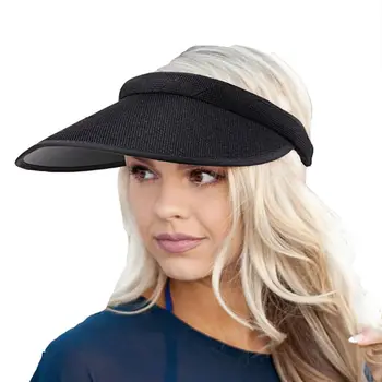 

Women Men Unisex Clip-On UV Protection Sun Visor Hat Wide Brim Beach Cap Sun Hats UV Protection Cap Summer Caps Ponytail Hat