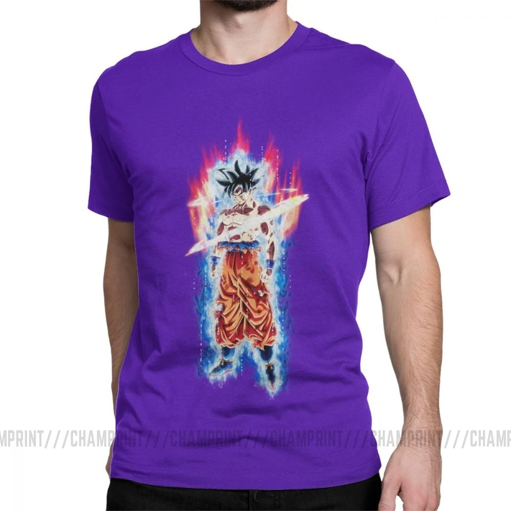 Goku Beerus Dragon Ball, мужские футболки, Vegeta Dbz, аниме, Harajuku, Забавные футболки, короткий рукав, вырез лодочкой, футболки, чистый хлопок, рисунок - Цвет: Фиолетовый