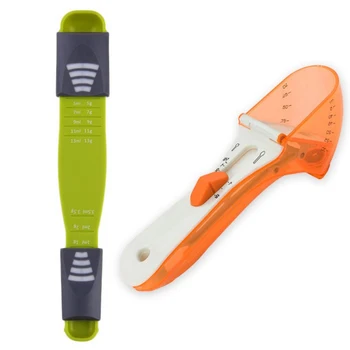 

2 Pcs Adjustable Measuring Spoon : 1 Pcs Kitchen Double Sided Powder Metering Spoon Tool for Baking Cooking & 1 Pcs Kitchen Porr