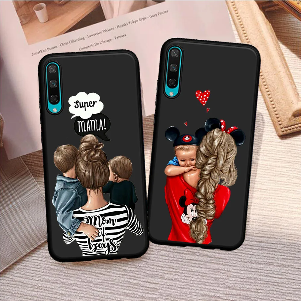 

Phone case for Huawei Honor 8 Lite 8A 8X 8C 8S 9X Pro 10Lite 20 Pro V20 10i 20i Black Brown Hair Baby Mom Girl Silicone Case