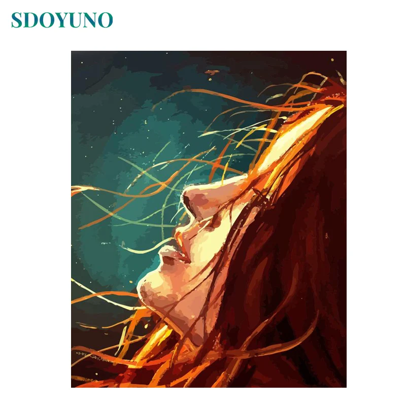 

SDOYUNO Painitng By Numbers Girl 60x75cm DIY Frameless acrylic paint by numbers Digital Canvas Painting For Home Decoration