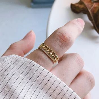 

Chain Rings 925 Silver Zircon Jewelry Minimalism Charm Anel Bohemia Jewelry Vintage Boho Bague Femme Anelli Ring for Women