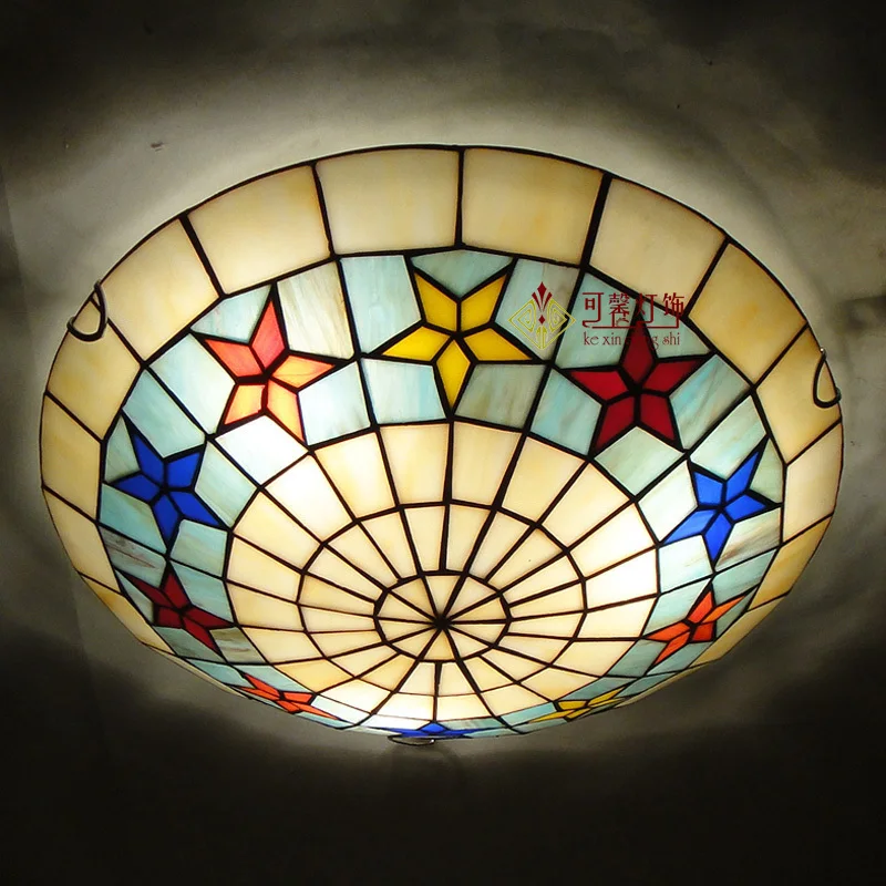 

European pastoral balcony hallway hallway bedroom hall round led ceiling Tiffany children room lamps