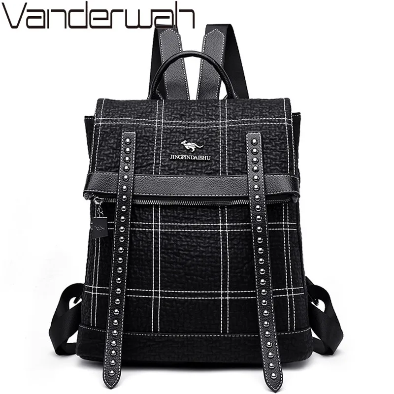checkered leather backpack