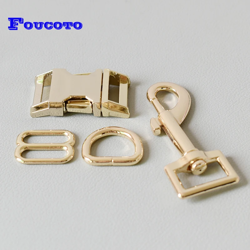 100 sets metal seat belt buckle 20 mm swivel snap clip hook D rings for bag dog pet cat collar straps DIY accessories flat-gold