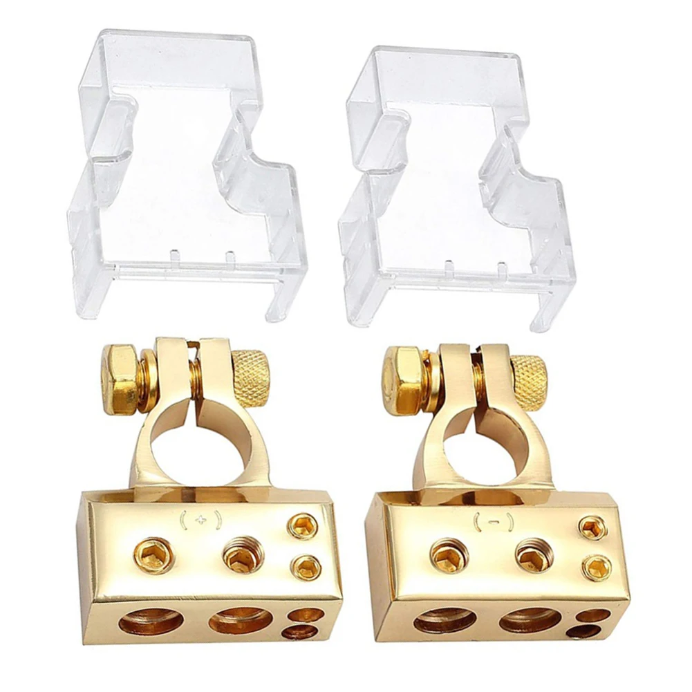 2pcs Auto Car Positive Negative Battery Terminal Clamp Connector With 4 interfaces for 4GA/6GA/8GA/10GA Power Cable 2pcs Auto Car Positive Negative Battery Terminal Clamp Connector With 4 interfaces for 4GA/6GA/8GA/10GA Power Cable