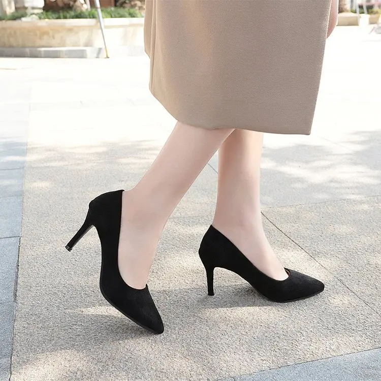 

High Heel Shoes Women's 2019 New Style Summer Women Dress li yi xie Comfortable Versatile Thin Heeled Pointed Shallow Mouth-Busi