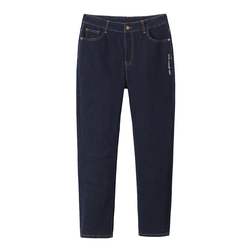 Pioneer Camp Dark Blue Jeans Men Winter Thick Cotton Straight Pockets Causal Mens Jeans Streetwear ANZ901756 - Цвет: Синий