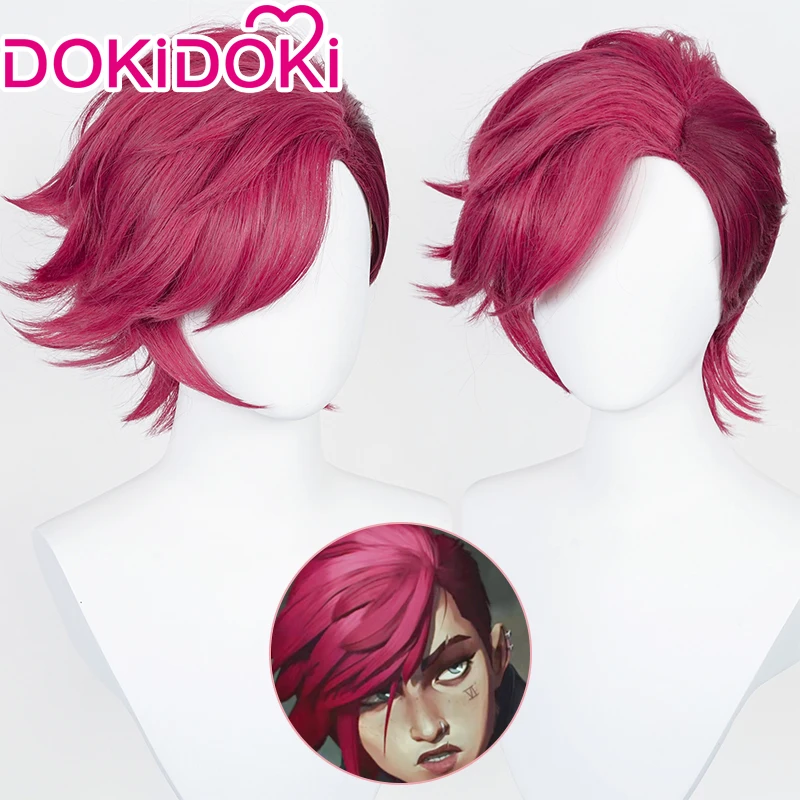 DokiDoki аниме Arcane парик LOL League of Legends Vi косплей женские волосы термостойкие для
