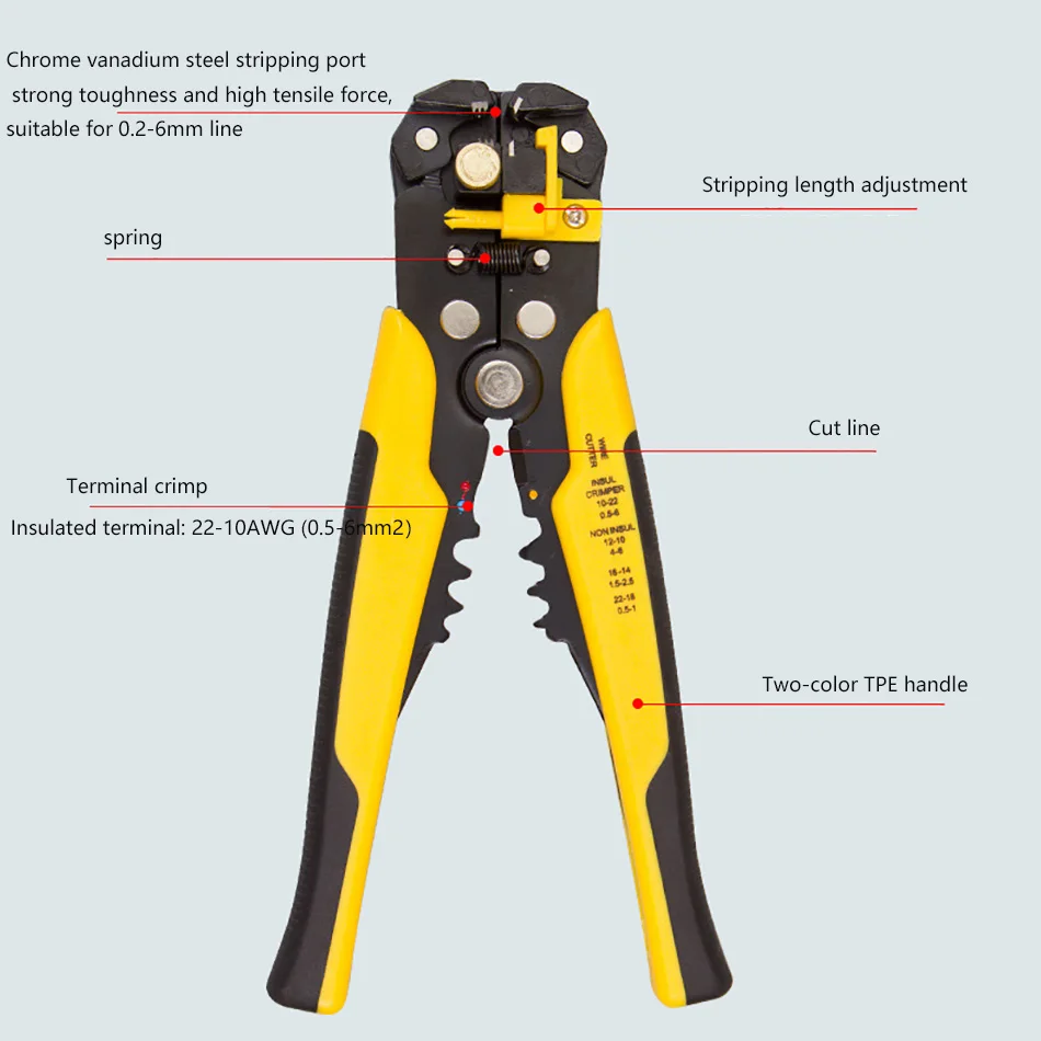 Плоскогубцы кабель Резак обжимной вывод 0,2-6,0 мм инструмент автоматический провод Многофункциональный зачистки clampcutting ремонт