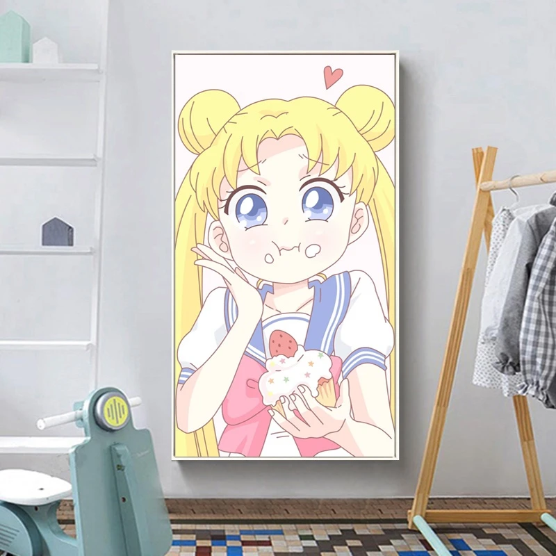 Anime Cartoon Figure Yellow-Haired Beautiful Girl Poster Home Decoration Painting Hd Print Picture Canvas for Living Room