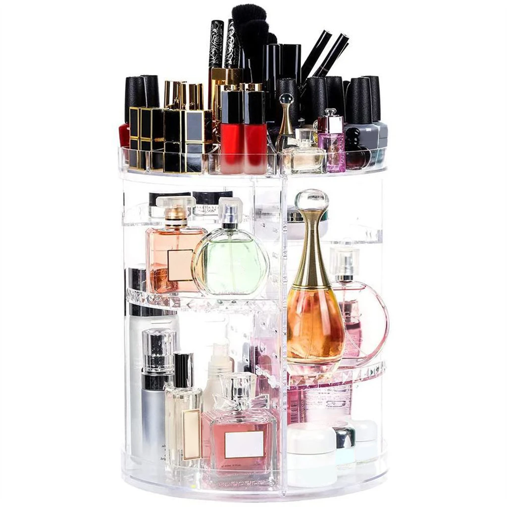 Organisateur de maquillage carrousel rotatif à 360 °, rangement de cosmétiques, porte-monnaie, soins de la peau, accessoires de rouge à lèvres