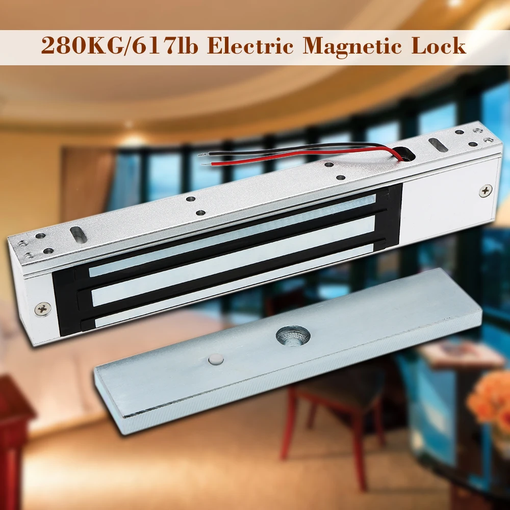 Single Door 12V Electric Magnetic Electromagnetic Lock 280KG(600LB) Holding Force for Access Control with LED Light