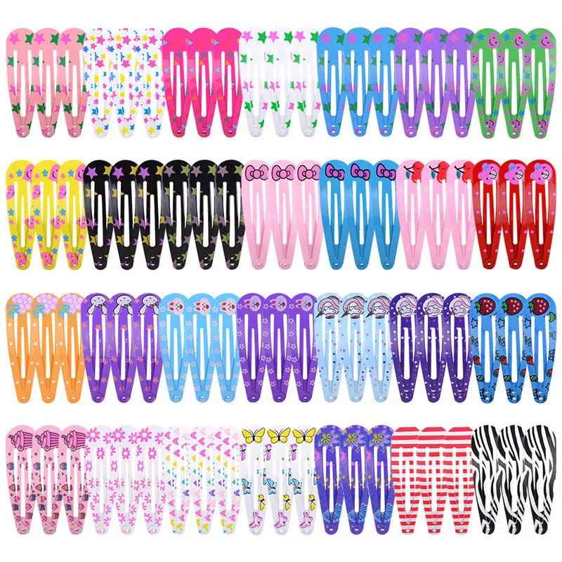 40Pcs/Lot Print Hair Accessories Dripping Hair Clip Princess Barrette Korean Hairclip Cartoon Headdress Solid Hairpins for Girls