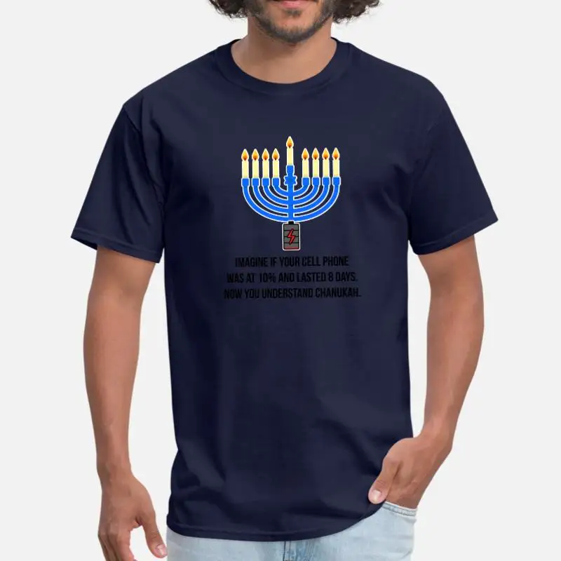 Men-Navy Blue Чудо из Chanukah Hanukkah Мужская футболка orah для мужчин хлопковая Классическая футболка большого размера 3xl 4xl 5xl уличная одежда в стиле хип-хоп - Цвет: Men-Navy Blue