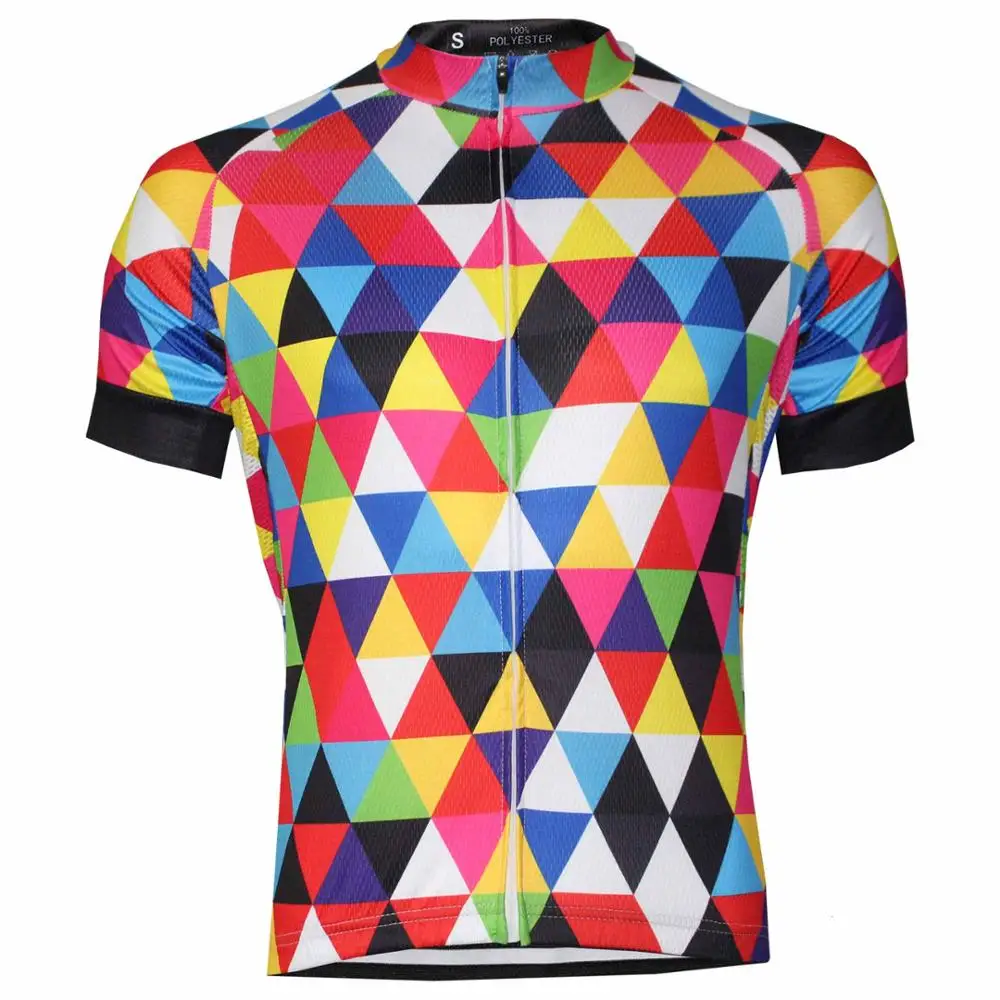 Hirbgod 2020 New Men Short Sleeve Cycling Jersey Colorful Triangles ...