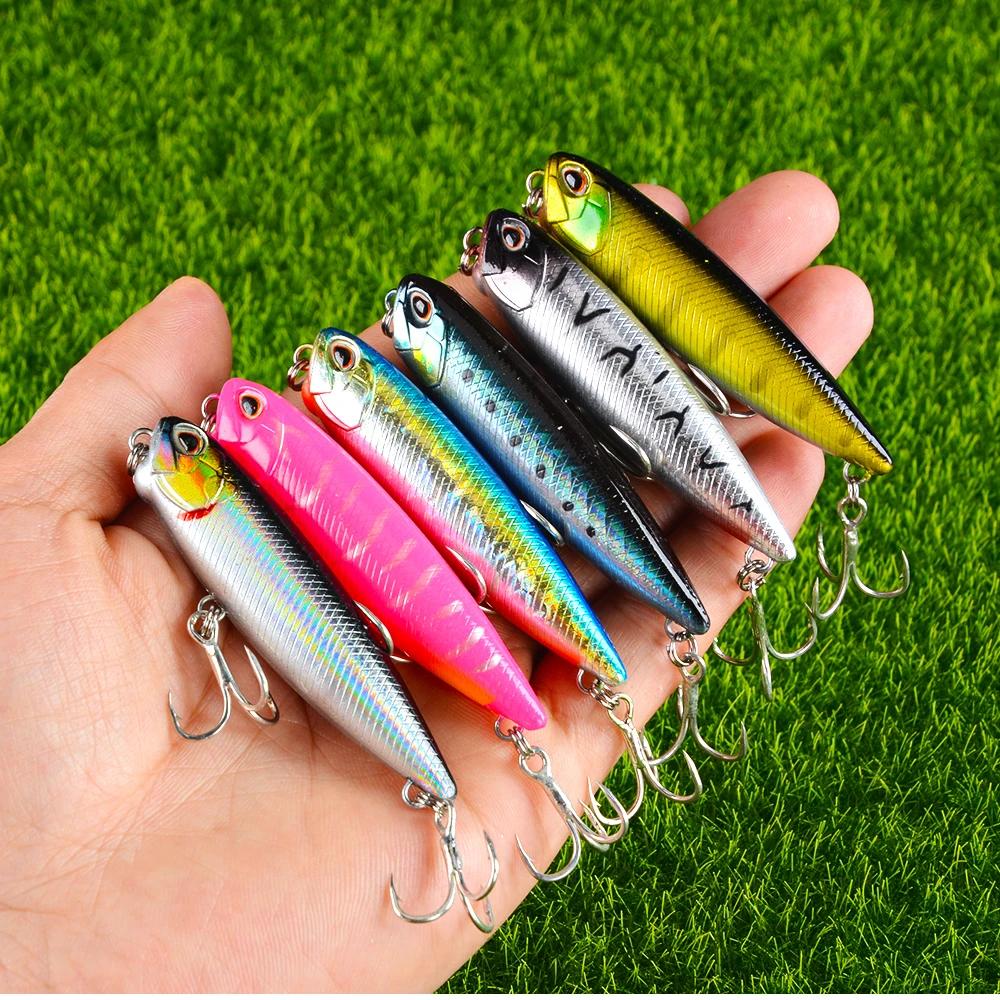

Quality Hooks Fishing Lure 65mm 5.5g Topwater Bait Walk Dog Style Pencil Wobbler For Pike Pesca Tackle