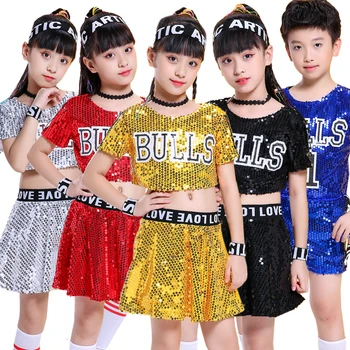 

Songyuexia Children's Jazz suit new sequins cheerleading Costume Girls hip-hop modern dress
