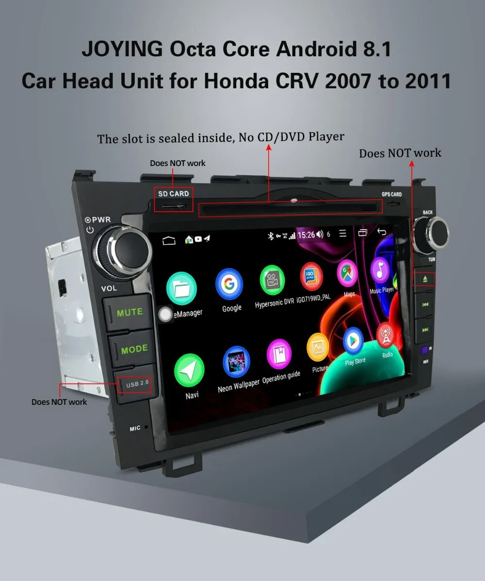 JOYING 4 Гб ОЗУ 2 Din Android 8,1 Авторадио Стерео головное устройство gps Мультимедийная система плеер FM для Honda CRV 2007-2011