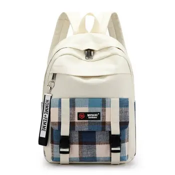 

Girls Backpack School Bags for Teen Back Pack Women Big Canvas Plaid Stripe College Student Bagpack Mixed Colors 2020 Summer New